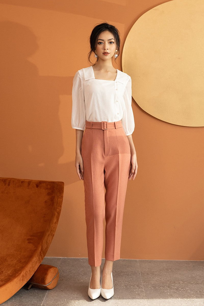 Sơ mi LT OF lá cổ vuông trắng 3