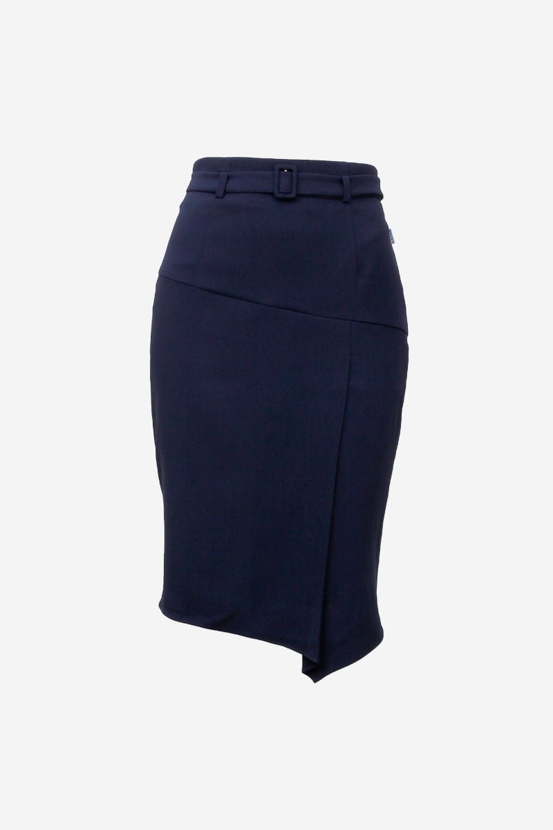 Chân váy ôm OF vạt trước chéo xanh