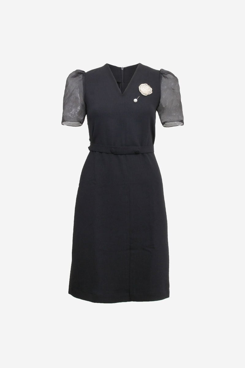 Đầm xòe CT CA phối tơ xẻ trước