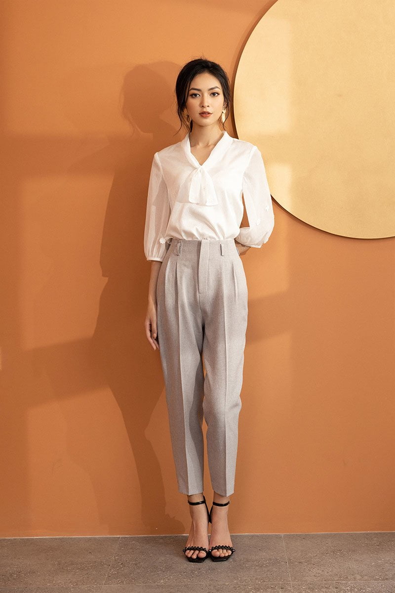  Hack dáng cùng combo Quần cạp cao + Áo sơ mi 