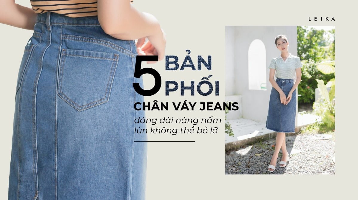chân váy jeans dáng dài