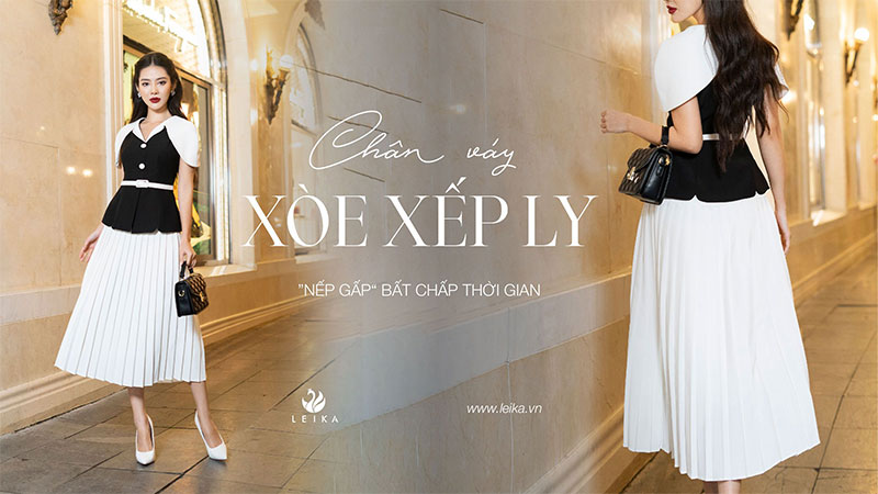 chân váy xòe xếp ly