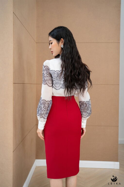 phối áo với chân váy dài