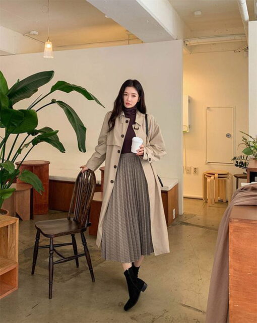 phối áo với chân váy dài