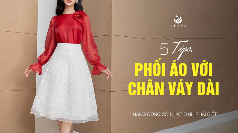 phối áo với chân váy dài