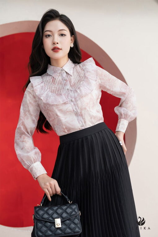 chân váy midi xếp ly