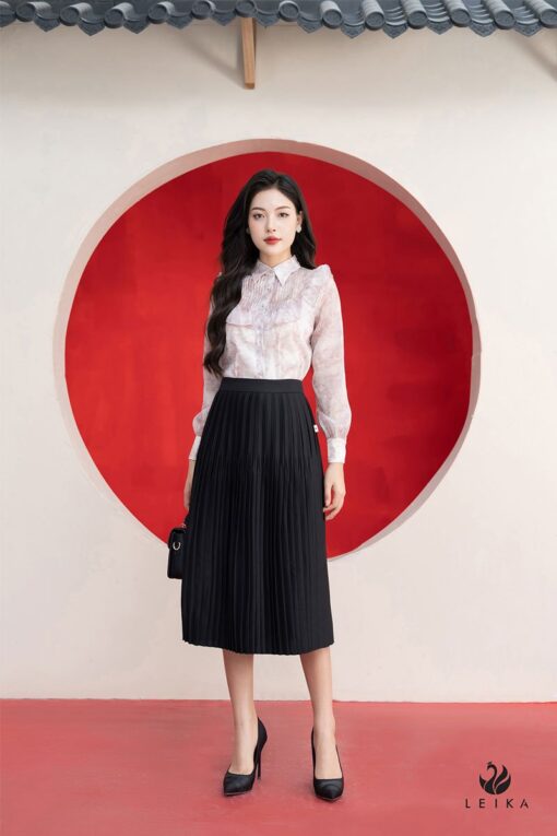 chân váy midi xếp ly