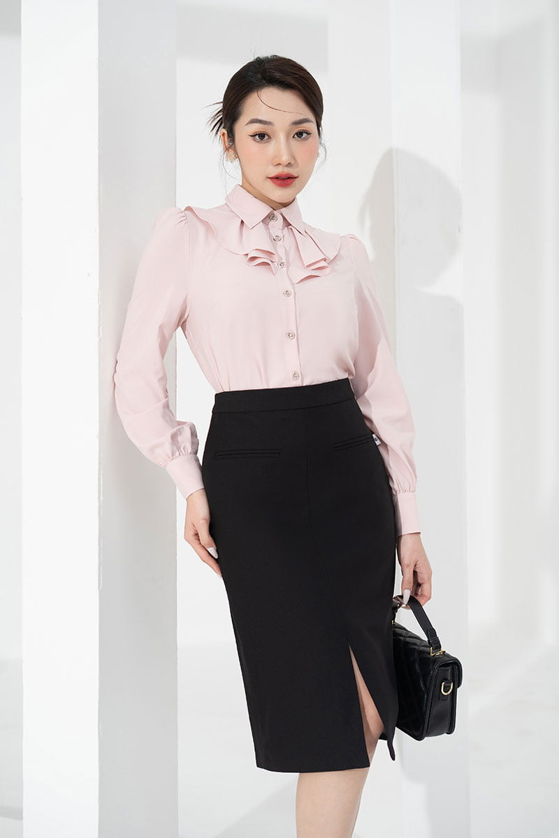 Chân váy suông bổ cơi trước