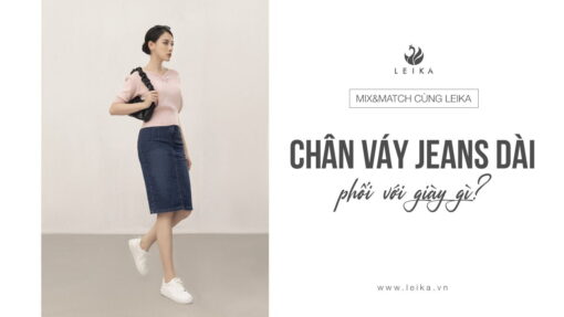 chân váy jeans dài phối với giày gì