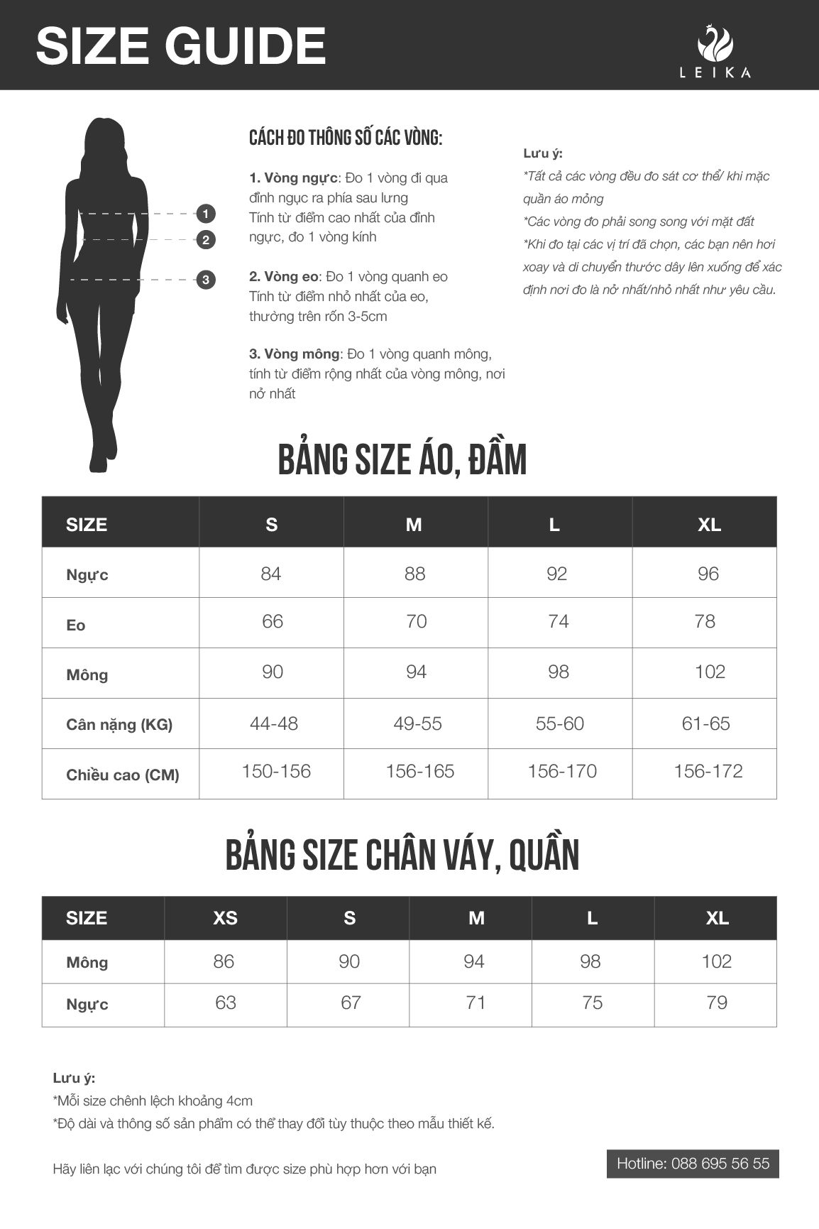 Bảng size LEIKA