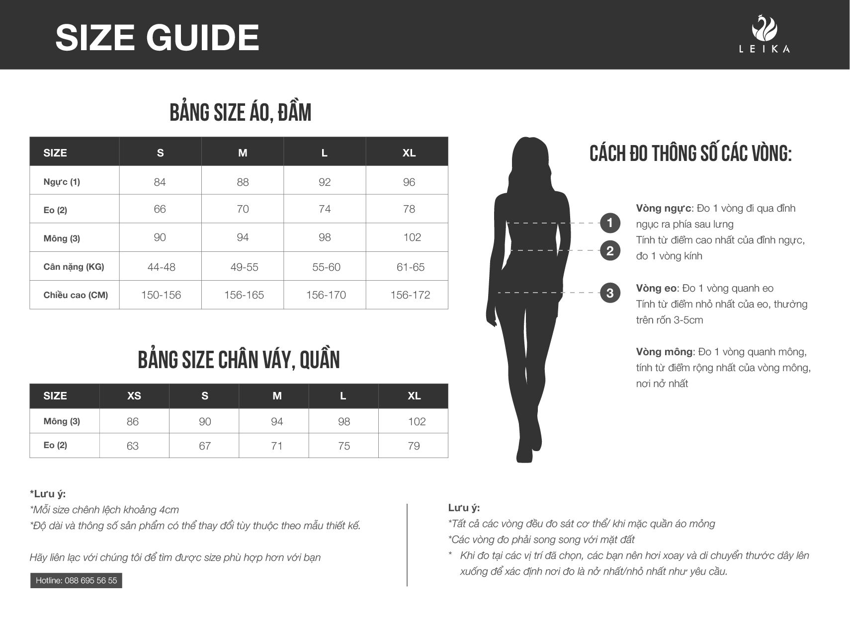 Bảng size LEIKA