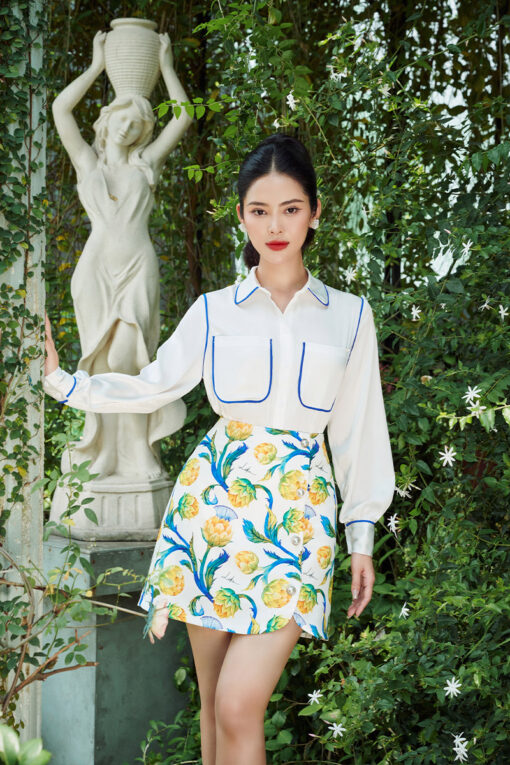 Áo sơ mi túi ốp phối lé