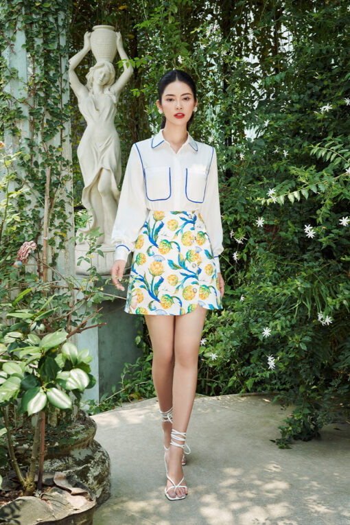 Áo sơ mi túi ốp phối lé