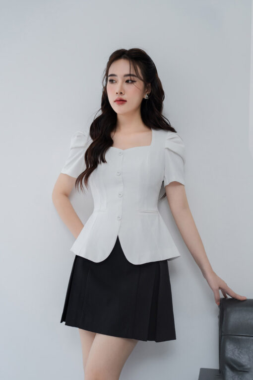 Áo kiểu tay xếp ly cúp ngực