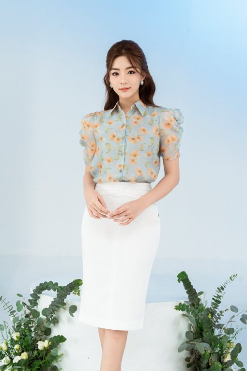 Chân váy suông xếp ly eo