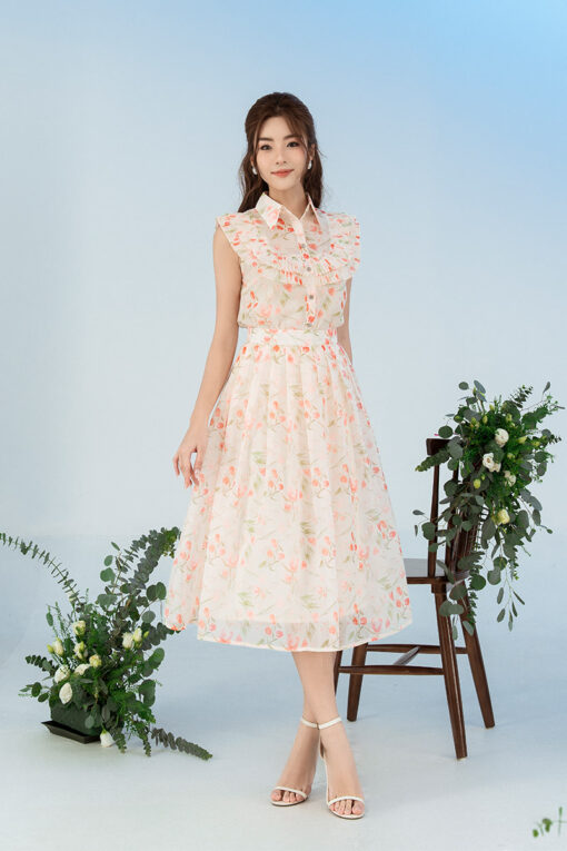 Chân váy xếp ly hoạ tiết