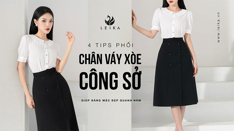 chân váy xòe công sở