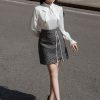 Chân váy tweed A xẻ lệch