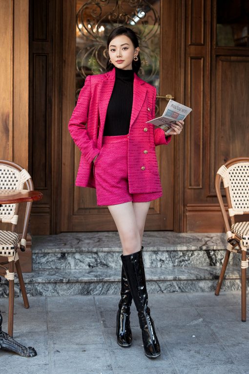 Quần short tweed túi chéo