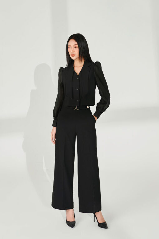 Quần suông cá kẹp đai trang trí