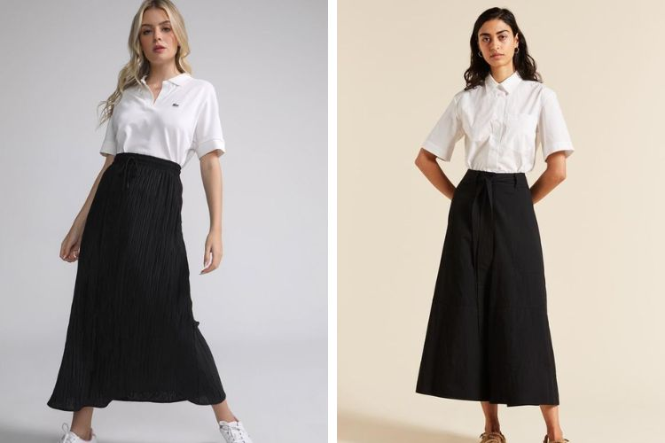 Bỏ túi 7+ cách phối đồ với chân váy xòe dài mê mẩn