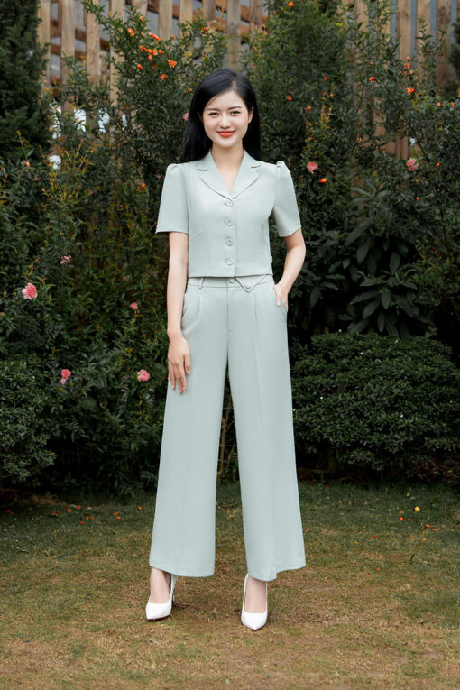 Quần suông vạt bong cạp đính cúc