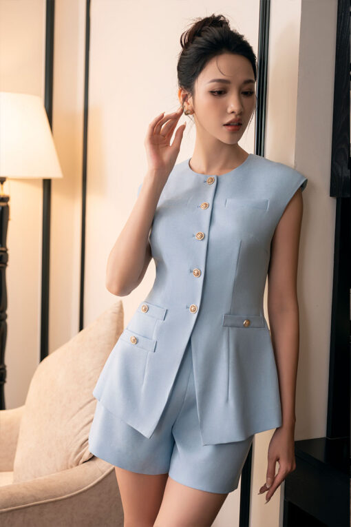 Áo kiểu vai chờm đáp cơi giả TT