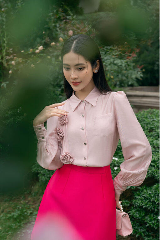 Sơ mi DT đính hoa TT