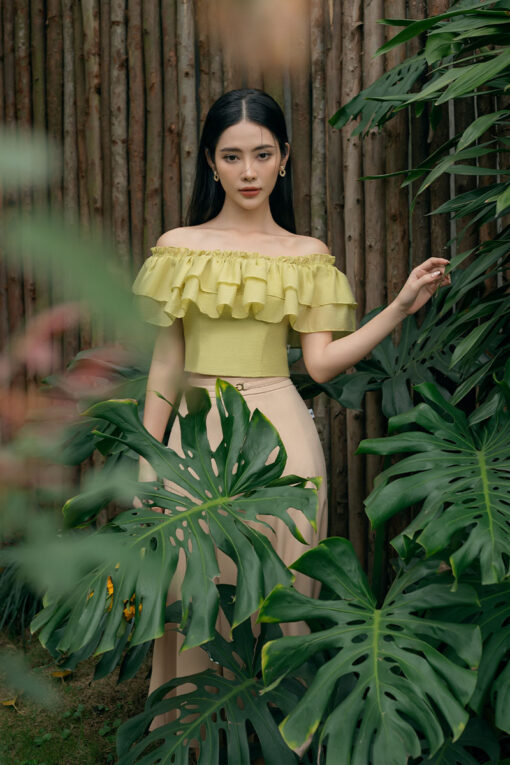 Sơ mi croptop bèo 2 tầng