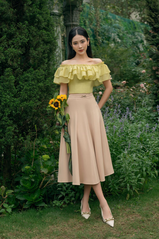 Chân váy xoè can bổ đai eo