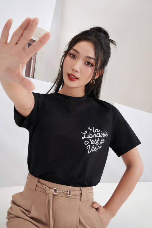 Áo thun suông CT in chữ lệch