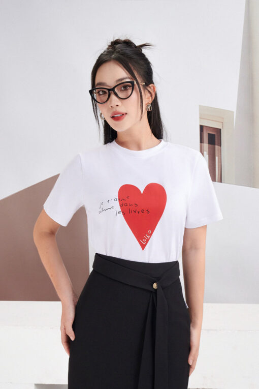 Áo thun suông CT in hình trái tim