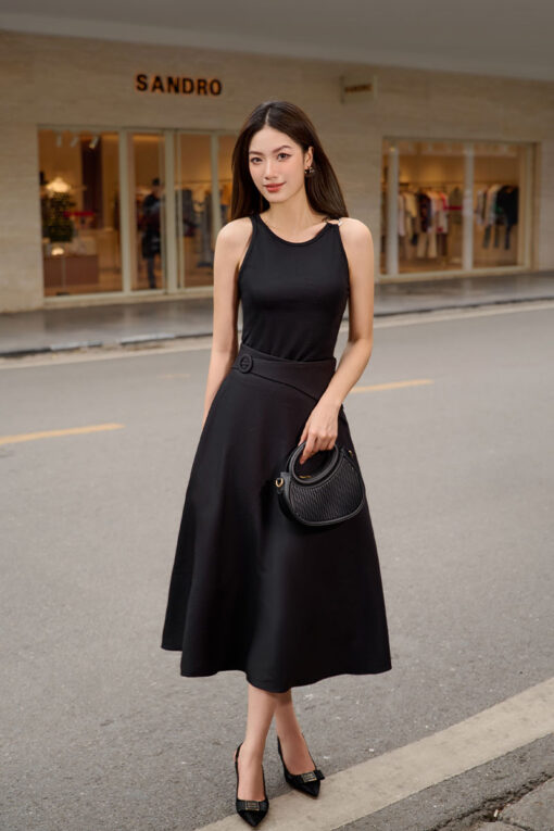 Chân váy xoè dài bong luồn khoen