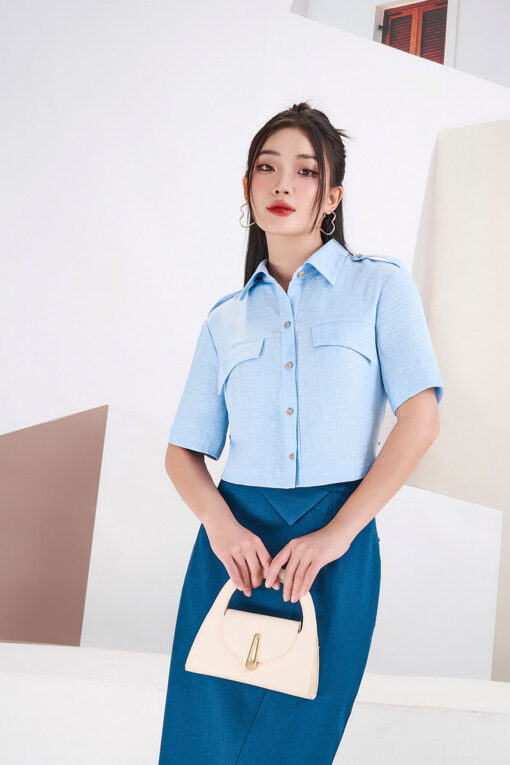 SMCT croptop cá vai nắp túi giả