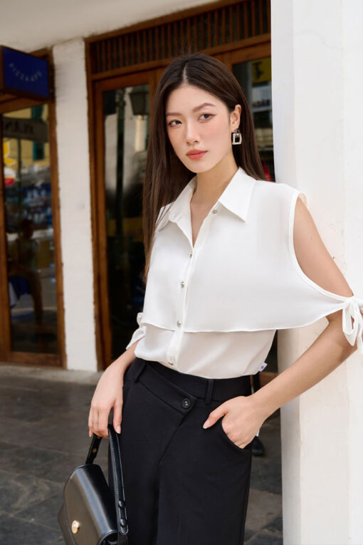 Sơ mi CT tay liền thân buộc nơ