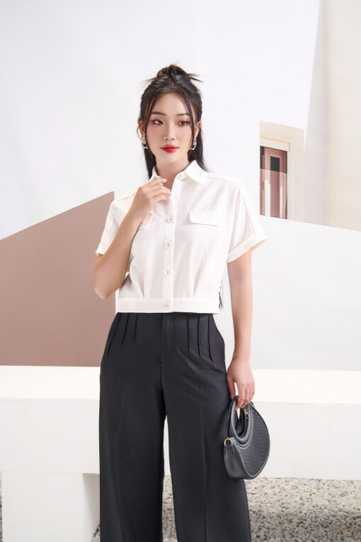 Áo kiểu croptop tay liền lơ ve