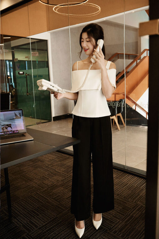 Quần suông xếp ly đính cá