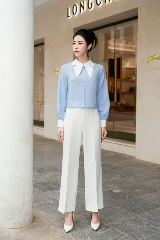 Quần loe cạp cần chéo đai giả