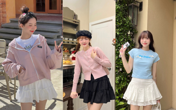 Phối đồ với chân váy xòe ngắn: Item "hot hit" style coquette