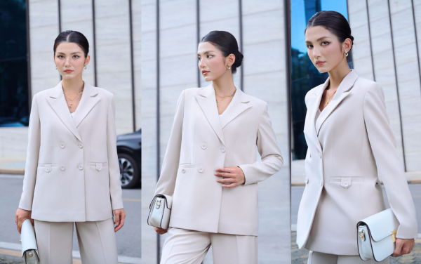 Áo vest suông cơi đính cá 