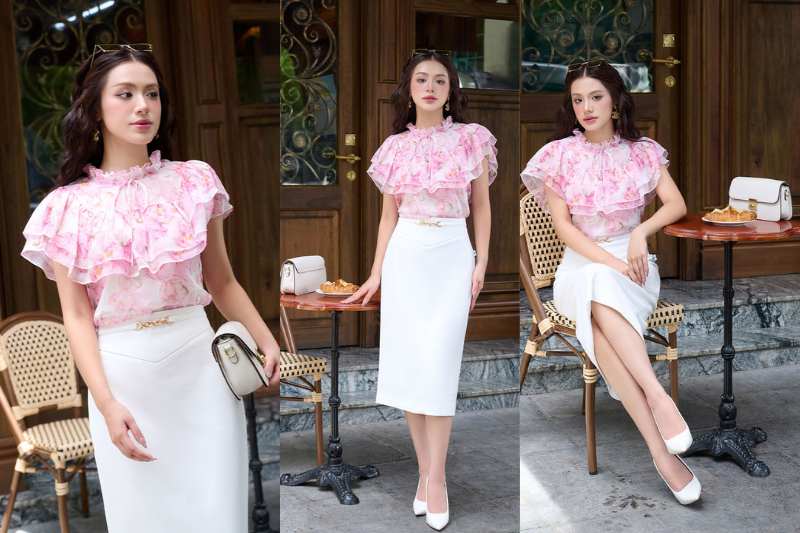 Sơ mi CT bèo ngực nơ cổ