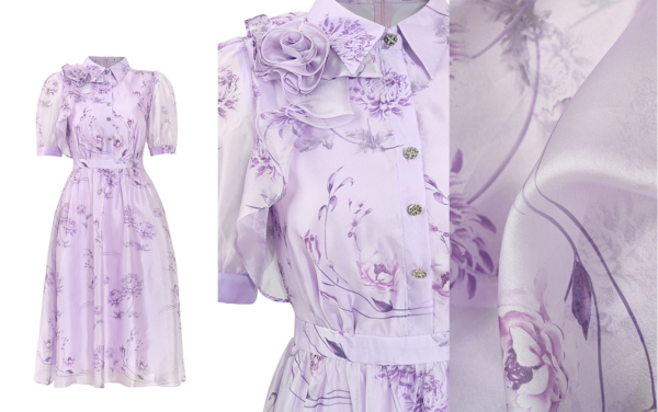 Đầm hoạ tiết kẹp bèo đính hoa