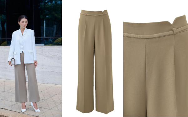 Quần suông cạp xẻ lệch đai TT
