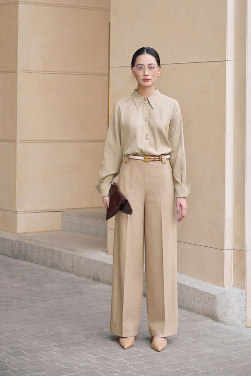 Quần suông đỉa to cạp đai rời