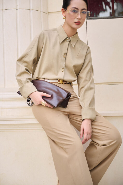 Sơ mi DT cổ đức vai cách điệu