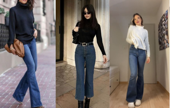 Top 10 xu hướng phối đồ quần jean ống loe dài thu 2024