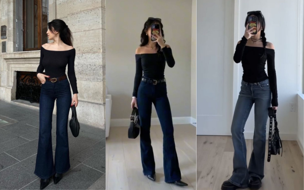 Top 10 xu hướng phối đồ quần jean ống loe dài thu 2024