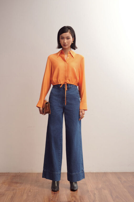 Quần jean suông can dọc TT gấu to