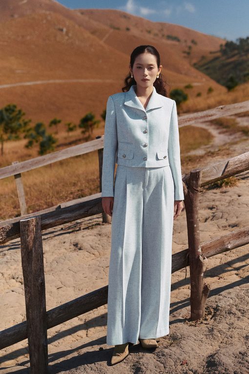 Quần suông text can hông túi chéo