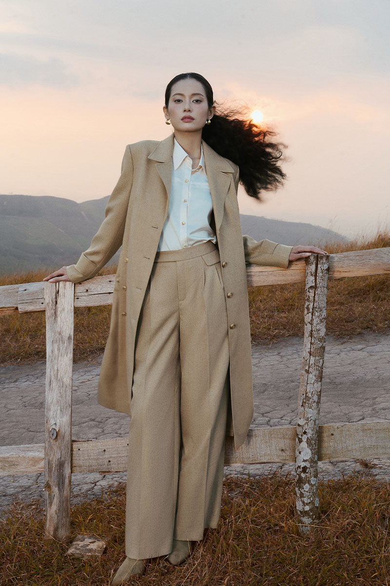 Quần suông text nắp túi trang trí